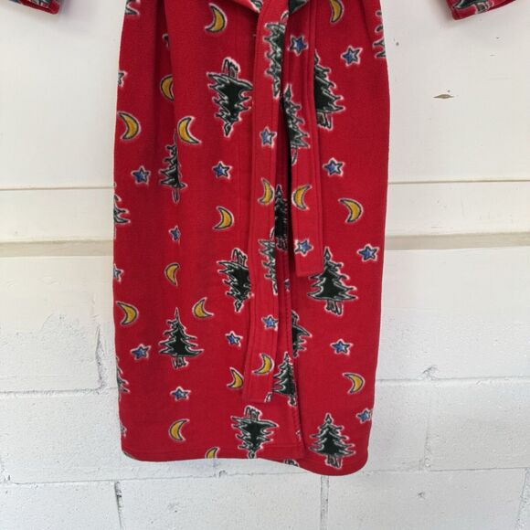 Erika Taylor Country Full Length Christmas Tree Fleece Warm Robe Red EUC Size L - Picture 6 of 13